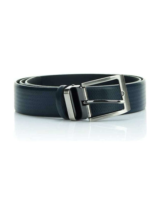 Venturi Box Men's Leather Belt Navy Blue