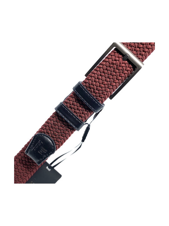 Elastic Men's Fabric Knitted Belt Wine