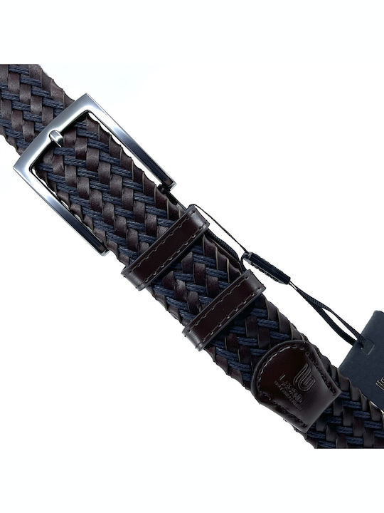Ανδρική Ζώνη Δερμάτινη Πλεκτή Navy Μπλε