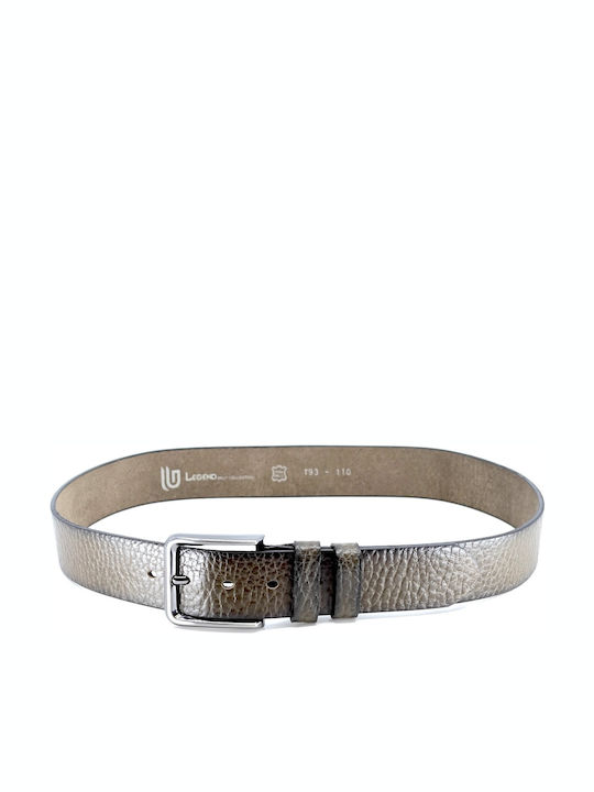 Wide Men's Belt Leather Khaki