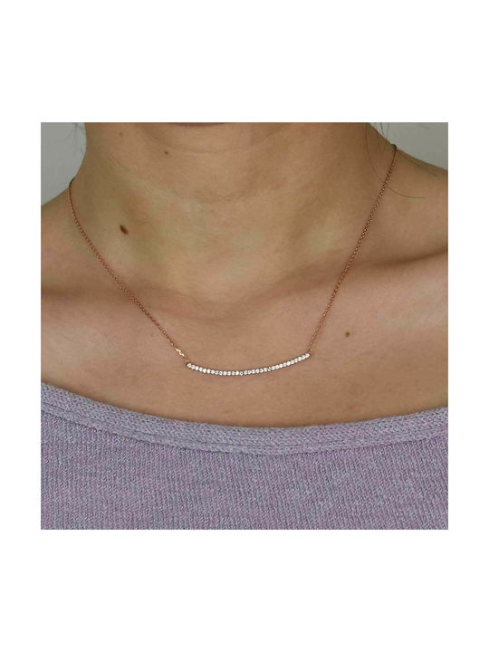 Necklace from Rose Gold 14K with Zircon