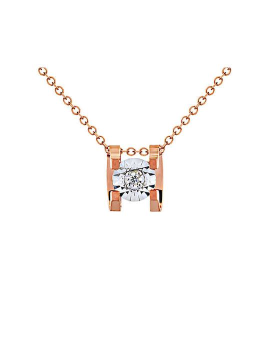 Necklace with Pink Gold Plating with Diamond