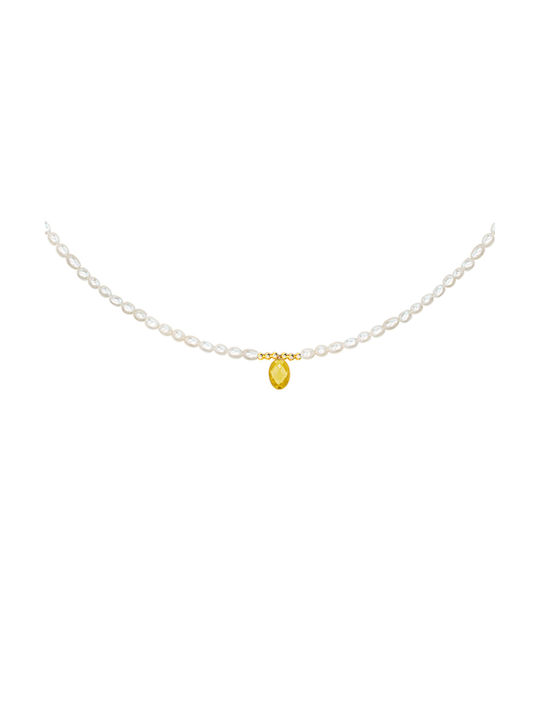 Necklace from White Gold 14K with Pearls