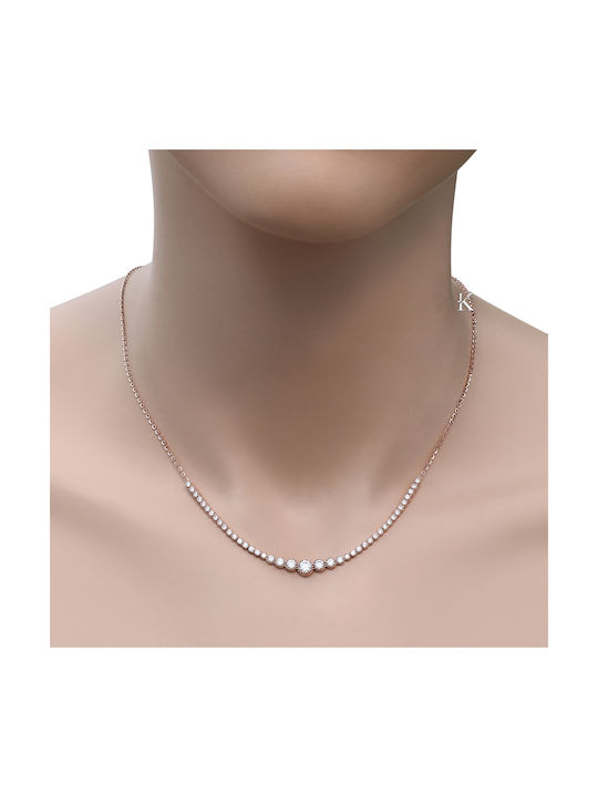 Necklace from Rose Gold 14K with Zircon