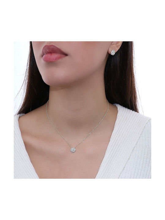 Necklace from White Gold 14K with Zircon