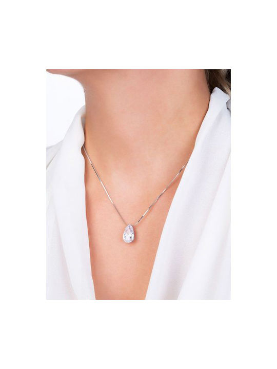 Necklace with design Tear from Silver with Zircon