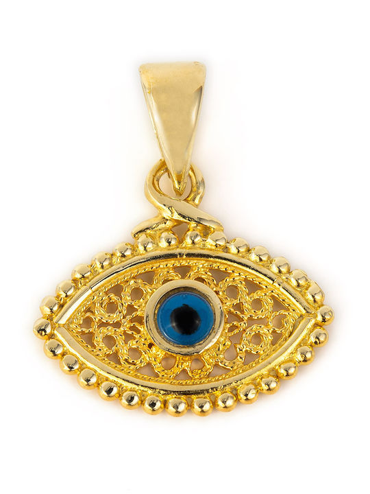 George Art Jewels Κολιέ Βυζαντινό Φυλαχτό Ματάκι από Χρυσό 14Κ