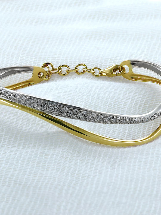 Bracelet Handcuffs made of Gold 14K with Zircon