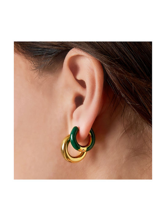 Yehwang Earrings Hoops made of Steel Gold Plated