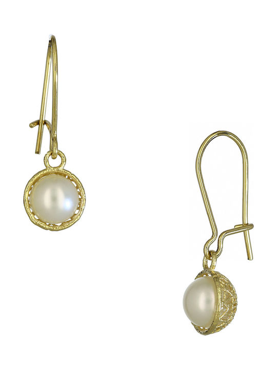 Earrings Pendants made of Gold 14K with Pearls