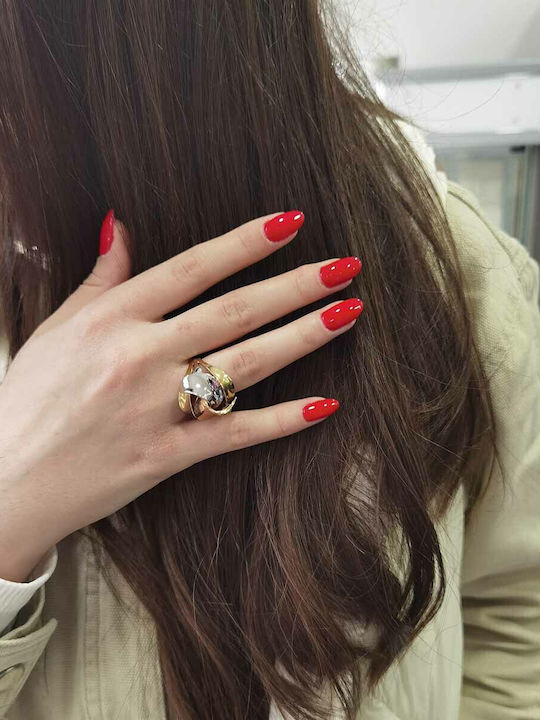 Goldjewels Femeie Inel cu Pietre din Aur alb 14K