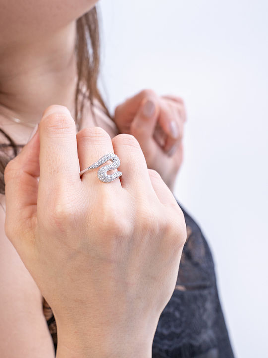 Damen Ring mit Steinen aus Weißgold 14K