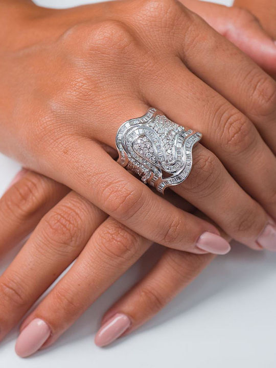 Ring with Diamond made of White gold 18K