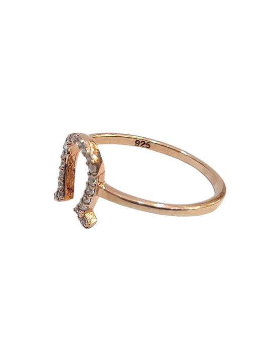 One Women's Ring with Stones from Silver Gold Plated