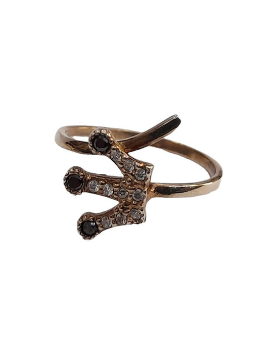 One Women's Ring with Stones from Silver Gold Plated