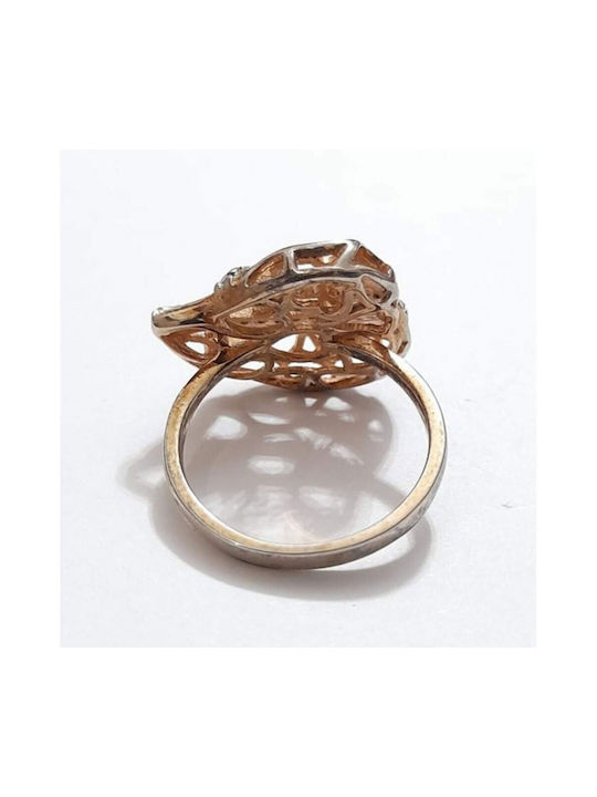 One Women's Ring with Zircon from Silver Gold Plated