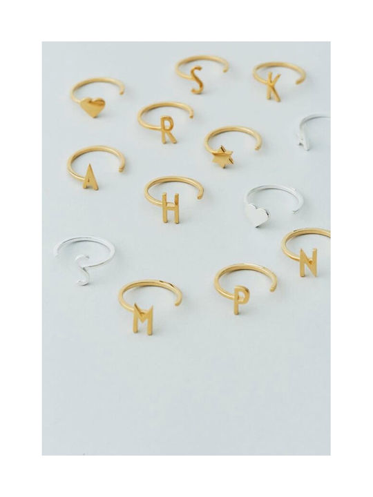 Design Letters ''o'' Γυναικείο Δαχτυλίδι από Ασήμι Επιχρυσωμένο