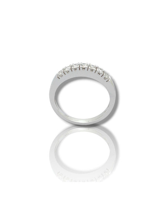 Mentzos Women's White Gold Half Eternity Ring with Diamond 18K
