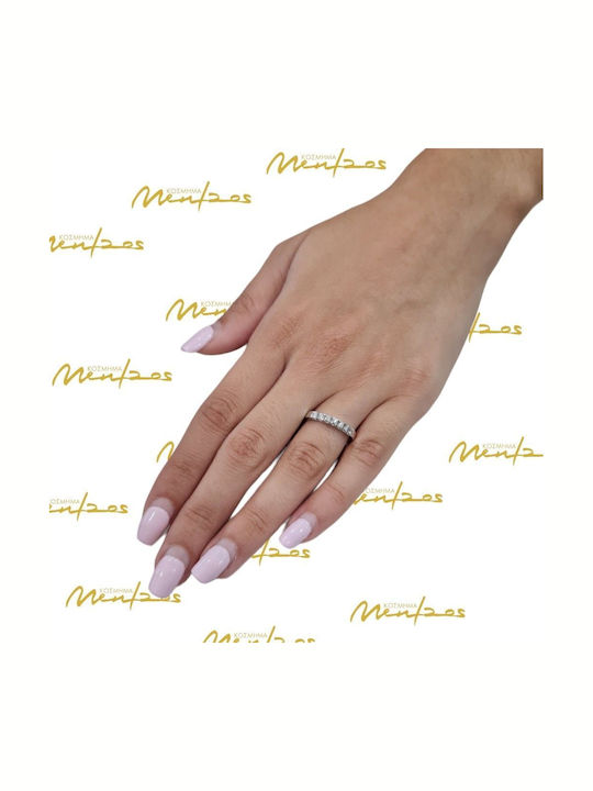 Mentzos Ring with Diamond made of White gold 18K