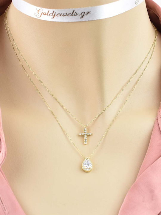 Goldjewels Women's Gold Cross 14K with Chain