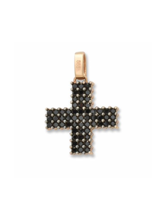 Women's Rose Gold Cross 14K Double Sided