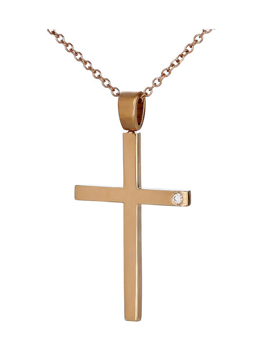 Rose Gold Cross 14K Double Sided