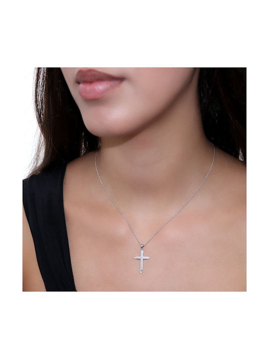 White Gold Cross 18K