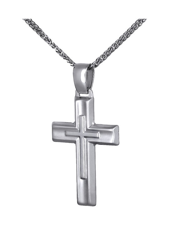 Men's White Gold Cross 14K