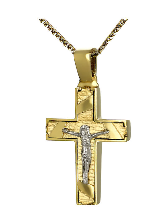 Men's Gold Cross 14K Double Sided