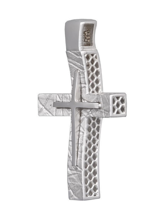 Men's White Gold Cross 14K