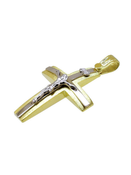 Men's Gold Cross 14K with the Crucified with Chain