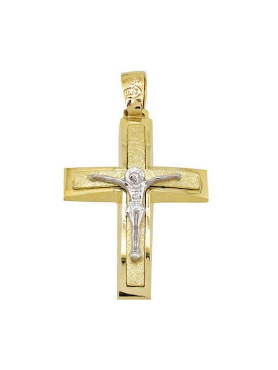 Herren Gold Kreuz 14K mit Kette