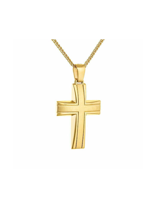 Ioannis Kosmima Herren Gold Kreuz 14K Beidseitig mit Kette