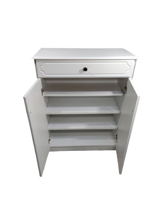 Wooden Shoe Organizer with 4 Shelves White 73x36x92cm