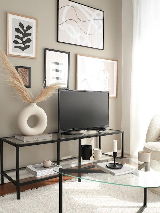 TV-Ständer Basic aus Metall & Glas Schwarz M130xT45xH45cm