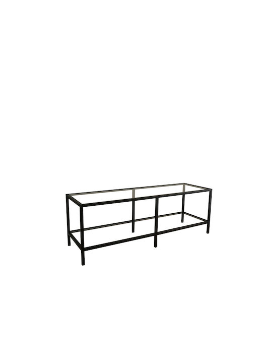 TV-Ständer Basic aus Metall & Glas Schwarz M130xT45xH45cm
