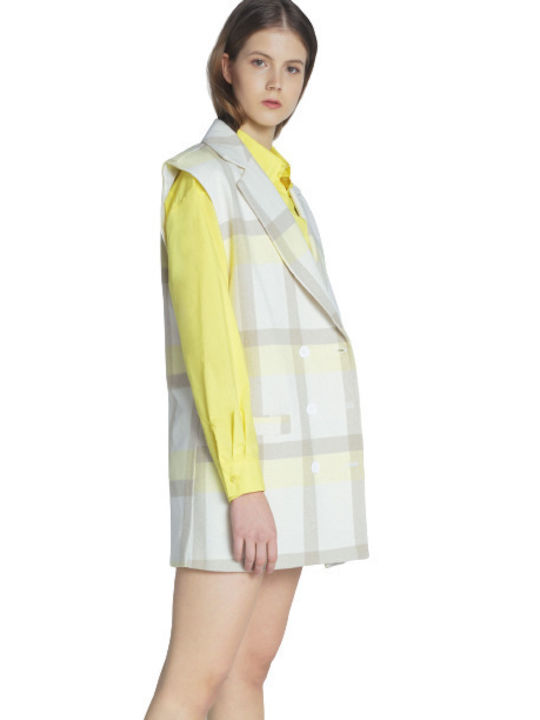 Lumina Long Women's Vest with Buttons Yellow