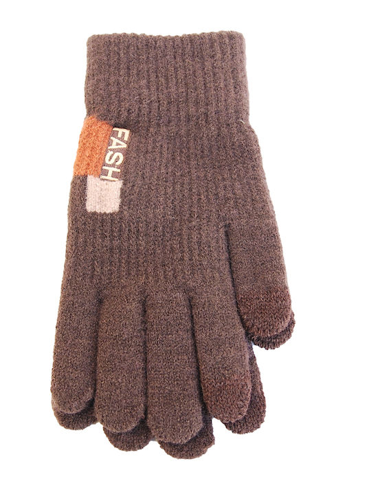 Vamore Unisex Knitted Touch Gloves Brown