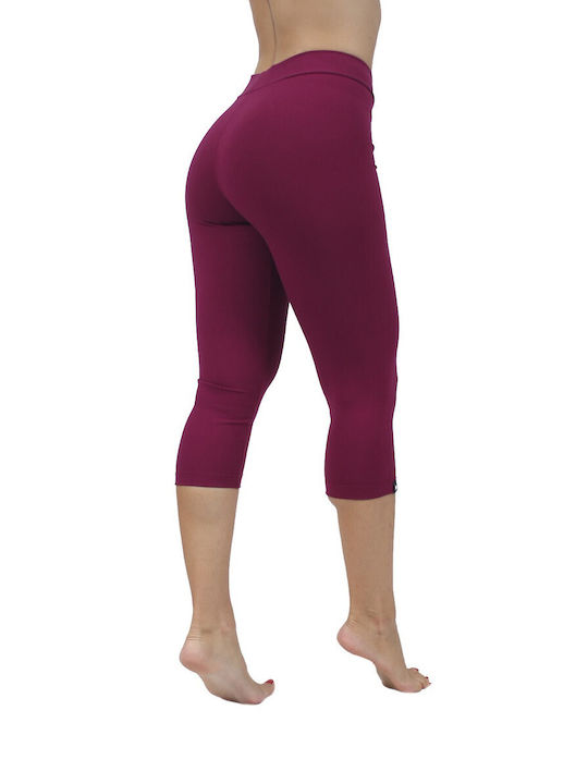 H&S Women's Capri Training Legging Push Up Burgundy