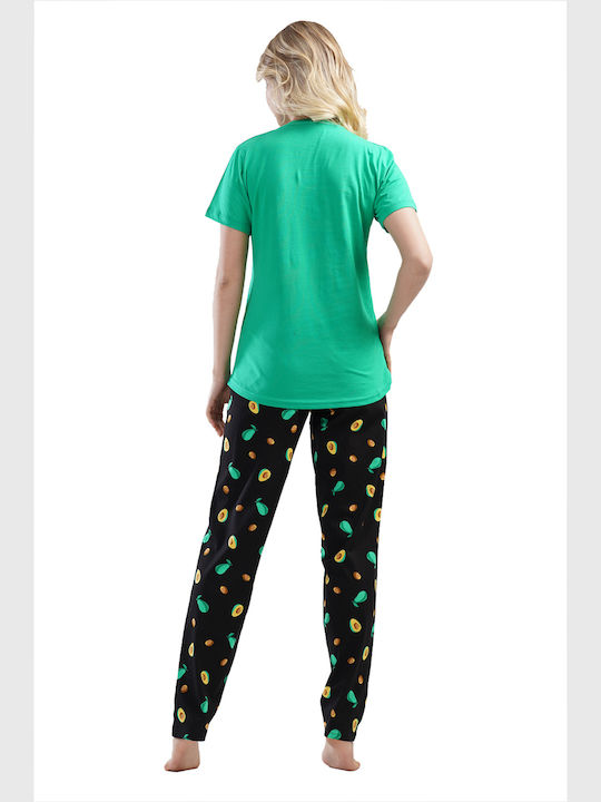 Vienetta Secret Summer Women's Pyjama Set Cotton Green Vienetta Vienetta