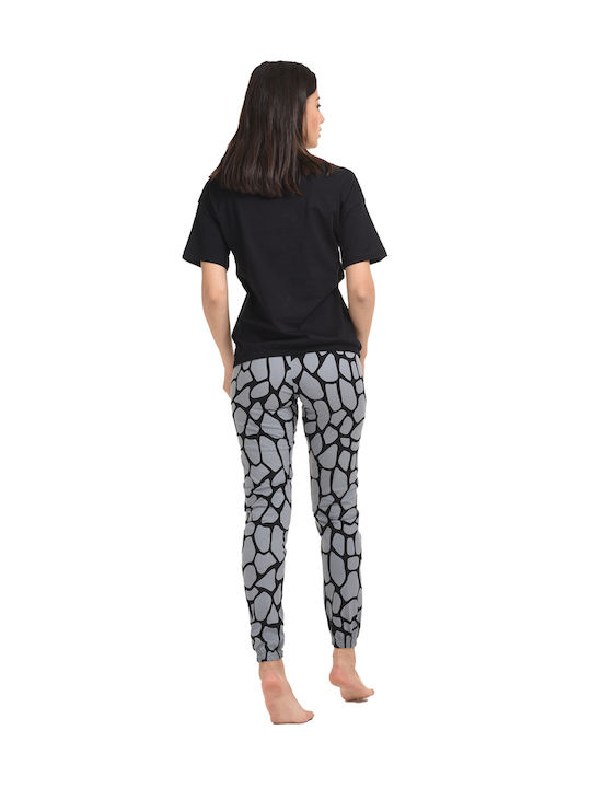 Vienetta Secret Summer Women's Pyjama Set Cotton Black Vienetta Vienetta