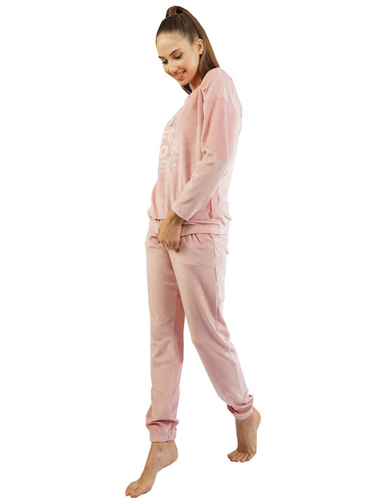 Vienetta Secret Winter Women's Pyjama Set Velvet Pink Vienetta
