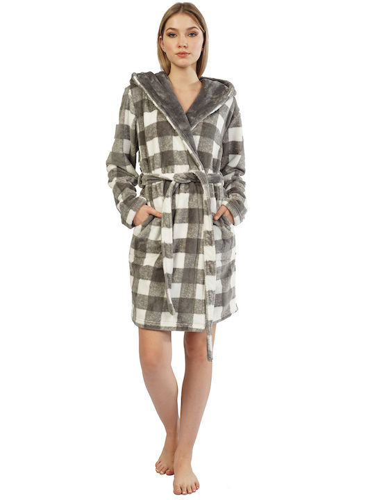 Vienetta Secret Winter Women's Satin Robe Plaid