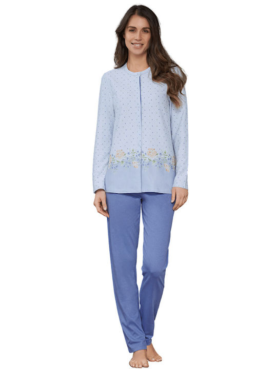 Linclalor Winter Damen Pyjama-Set Baumwolle Ciell