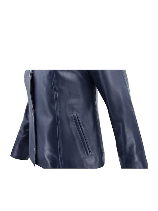 Δερμάτινα 100 Women's Leather Blazer Blue