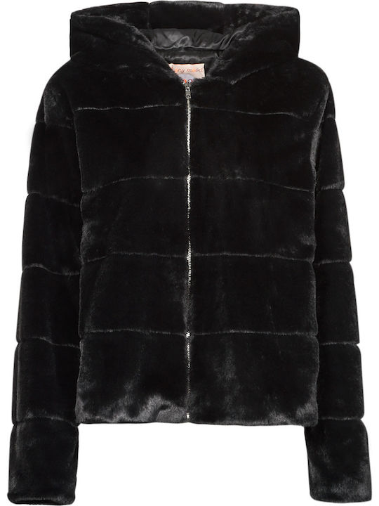 Frauen Schwarz Jacke mit Kapuze