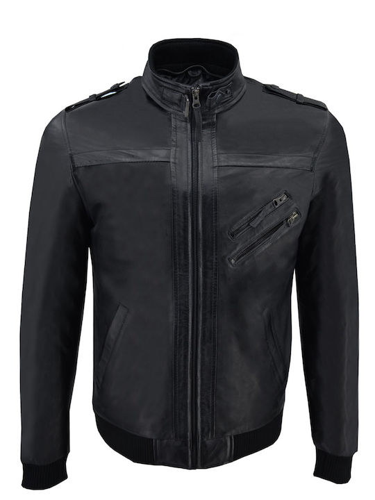 Δερμάτινα 100 Herren Winter Jacke Leder Schwarz