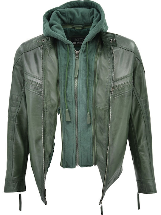 Dermatina 100 Biker Leather Jacket Green