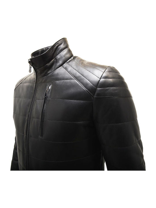 Δερμάτινα 100 Men's Winter Leather Jacket Black