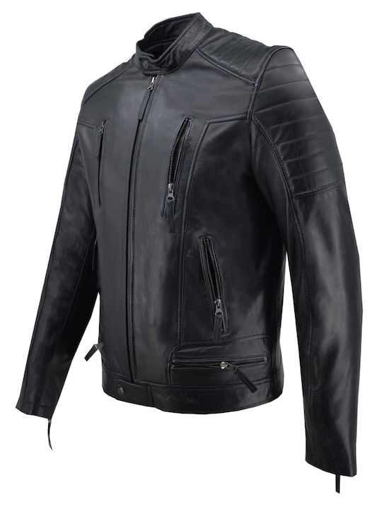 Δερμάτινο Μπουφάν Biker Μαύρο